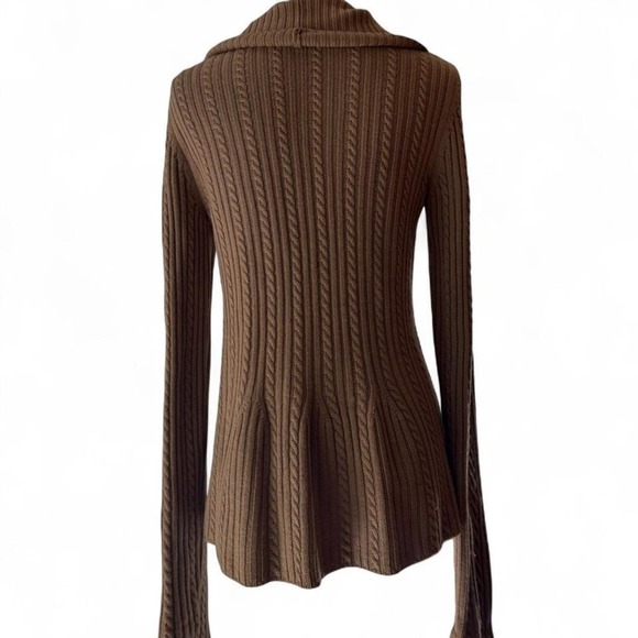 Ann Taylor Cardigan M Beige Cable Knit Button Front Cozy Fall Sweater - Picture 4 of 4